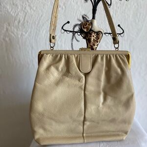 Elegant Cream Leather Handbag-One of a kind